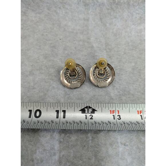 Vintage Silver Tone Premier USA Stud Earrings Circle Twisted Rope - Picture 6 of 6